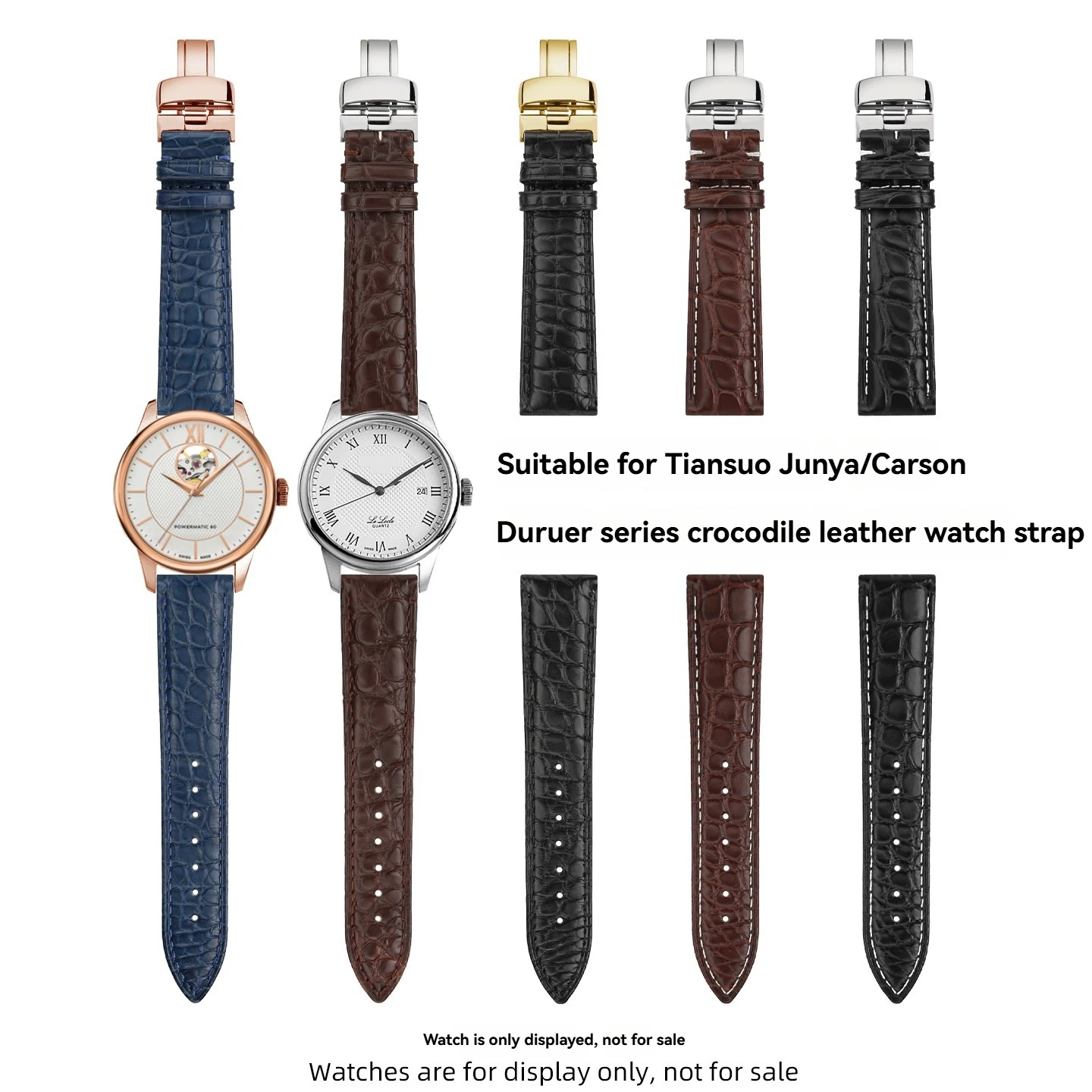 19 20mm Replacement Alligator Leather Strap for Tissot 1853 Le Locle T-Classic Carson Chemin des Tourelles Butterfly Clasp