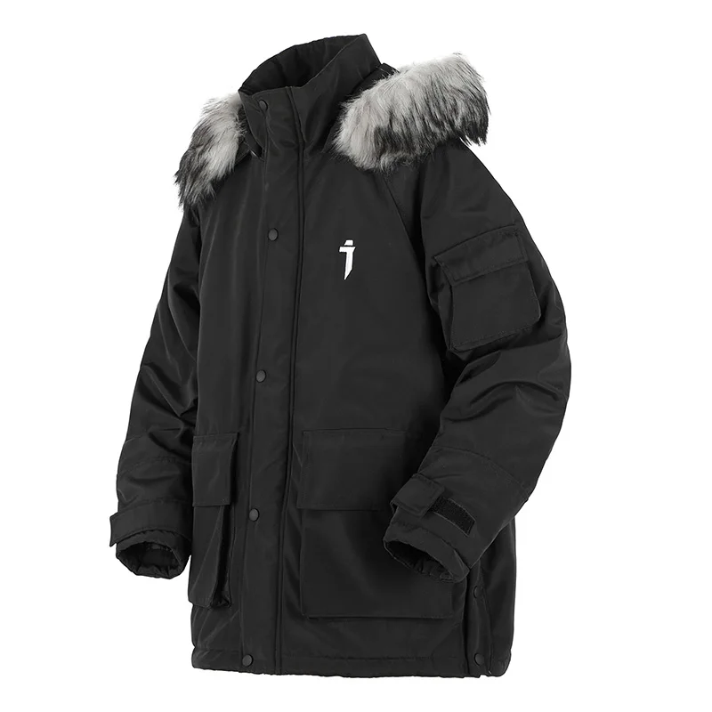 11 BYBB\'S DARK Winter Tactical Parkas Jacket with Fur Collar for Men Warm Function Cargo Jackets Padded Coats Thickened Techwear