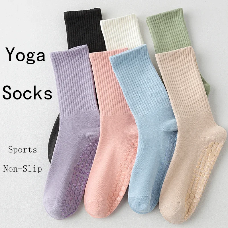 

3/5 Pairs Women's Yoga Socks Non-slip Pilates Socks For Women Solid Color Mid-Tube Breathable Fitness Gym Dance Training Socks