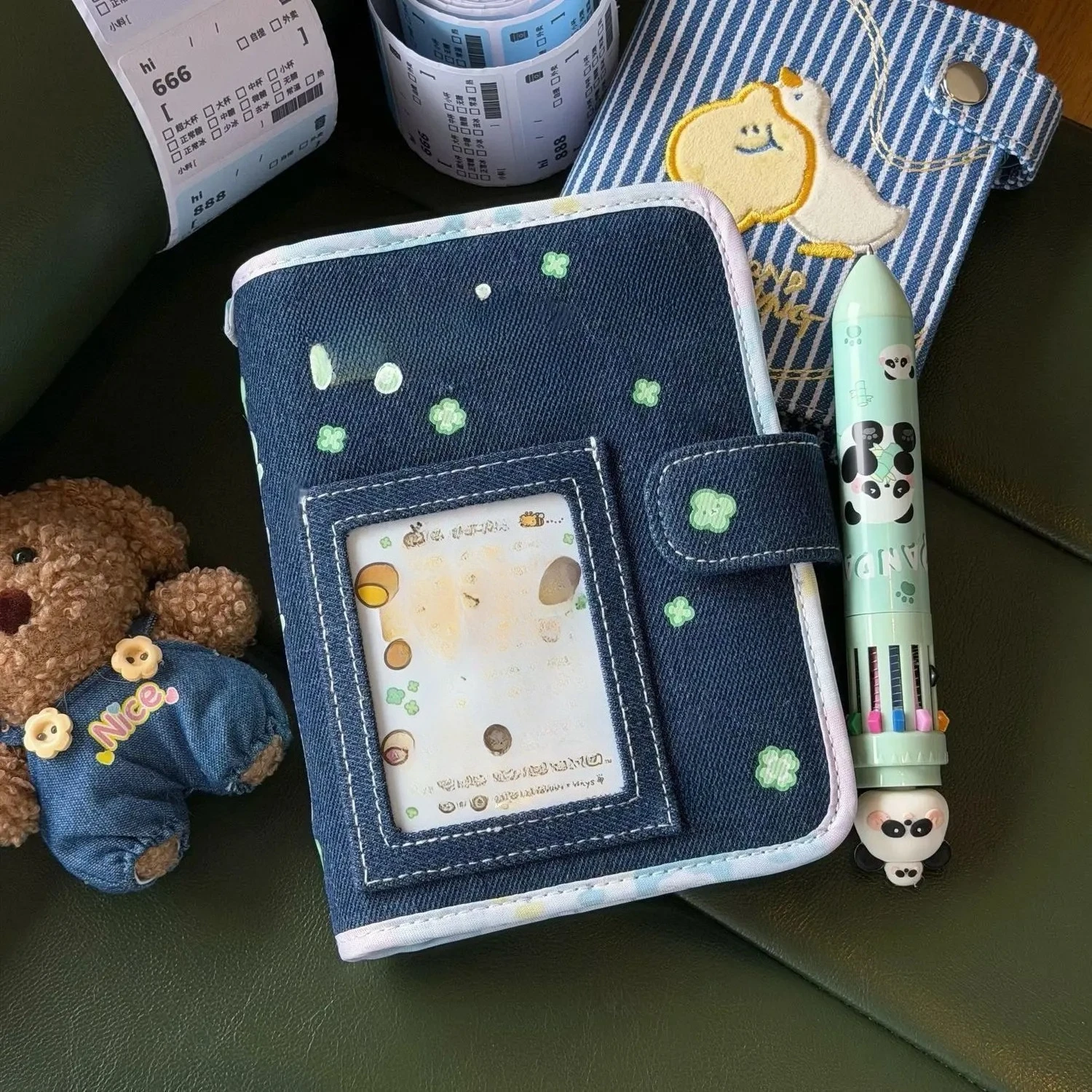 A7 Four-leaf Clover Series Denim A7 Loose-leaf Ledger High-value Student Portable Notebook Ins Cute Gift