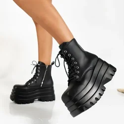 Women Ankle Boots 2025 New Gothic Style Brand Platform Boots Women Big Size Comfortable Trend Shoes For Women Shoes