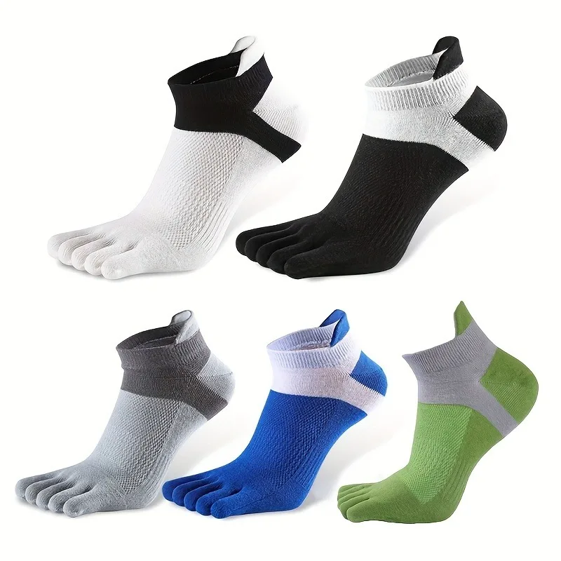 3 Pairs/set Men\'s Breathable Colorblock Toe Socks For Sports For All Seasons Breathable and Comfortable