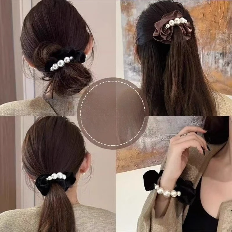 Sweet Elegant Pearls Hairbands for Women Girls Hair Ties Fashion Lolita Hair Ornament Scrunchies Hair Ropes Styling Accessories