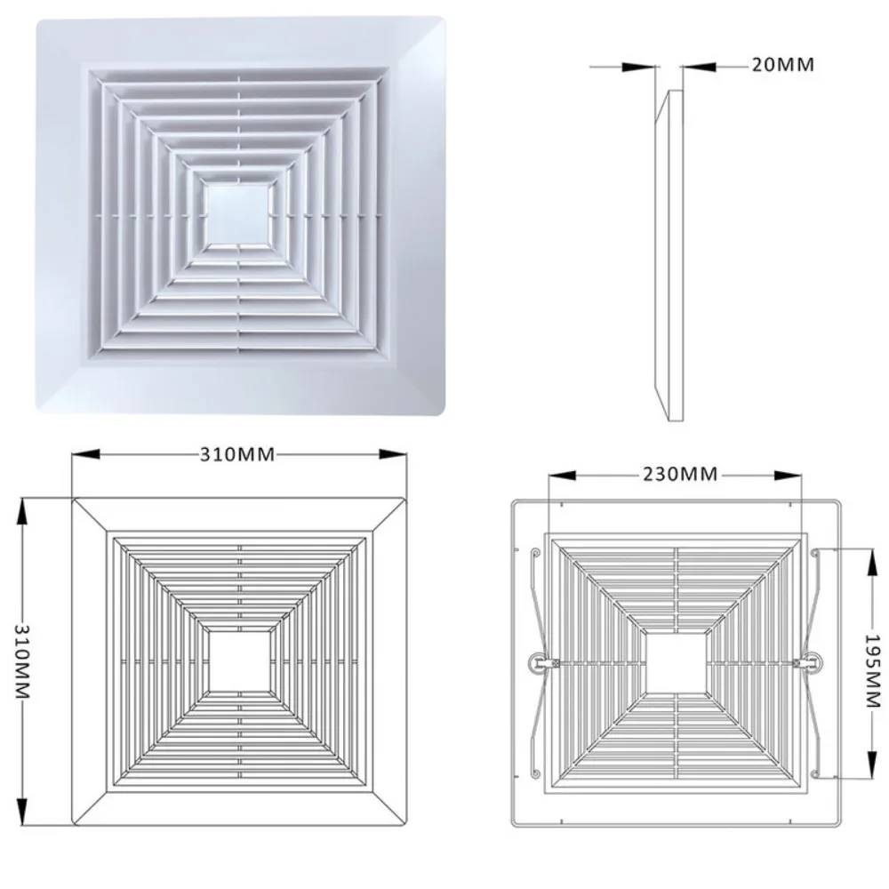 

Новая квадратная белая решетка для вытяжного вентилятора с пружинным креплением, для потолка или стены