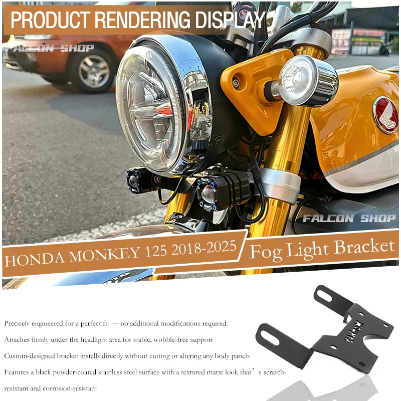 Suitable for Honda Monkey 125 Modified Fog Light Bracket 2018 2019 2020 2021 2022 2023 2024 2025 Monkey 125 Spotlight Bracket