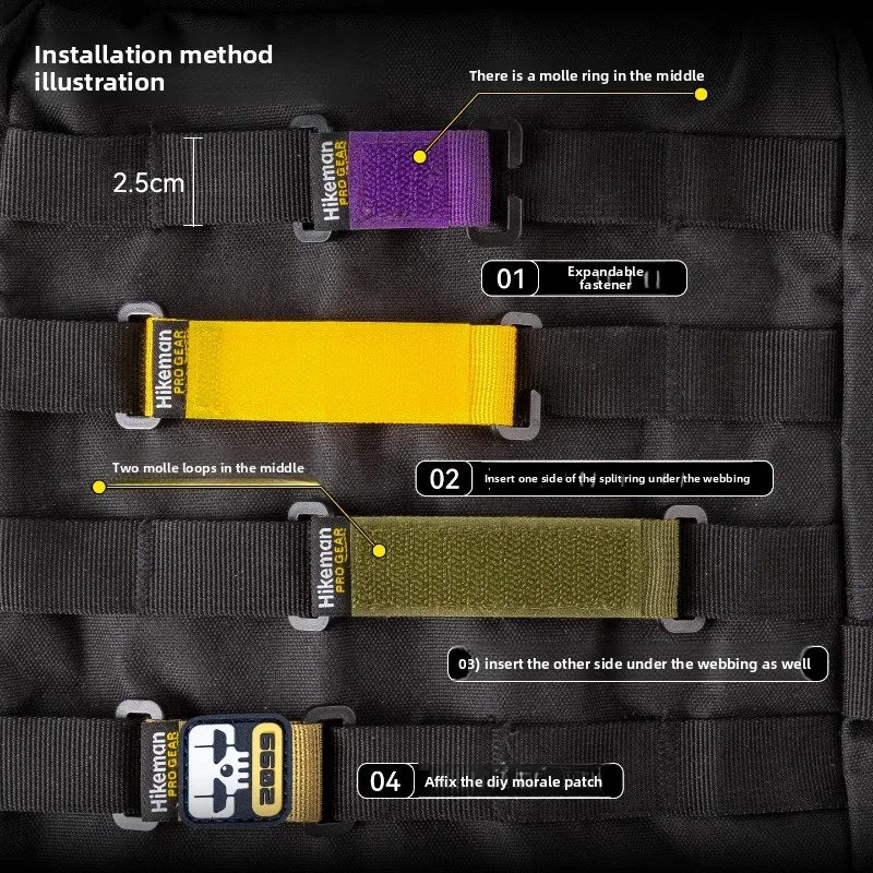 Detachable MOLLE Handle Strap Outdoor Tactical Webbing Adapter Plate with Hook & Loop for Backpacks