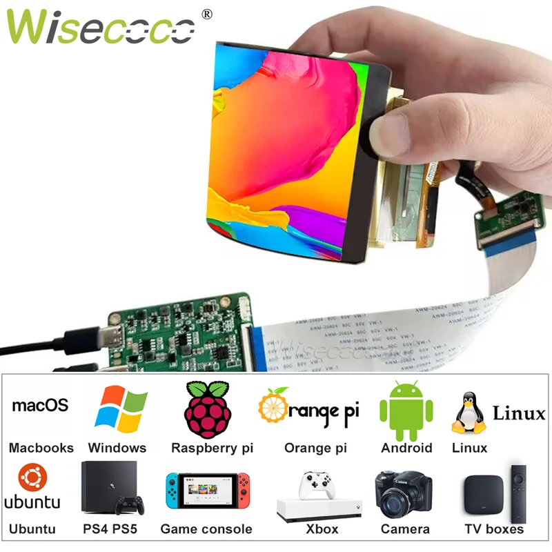 Wisecoco 6 Inch OLED Flexible Display 2880x1440 2K IPS AM-OLED Bendable Screen Panel 60Hz Landscape By Default Driver Board