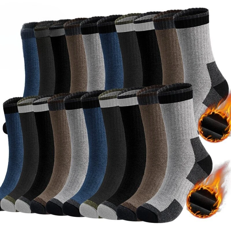 

5 pairs Autumn Winter Casual Comfort Socks Thickened Men's Socks Extended Warm Mid tube Socks Color blocked Men's Socks ﻿