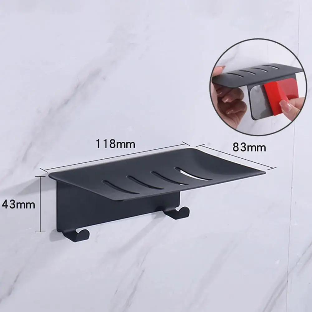 Soporte para jabón de baño con ganchos, jabonera autoadhesiva de acero inoxidable para pared, 1 unidad