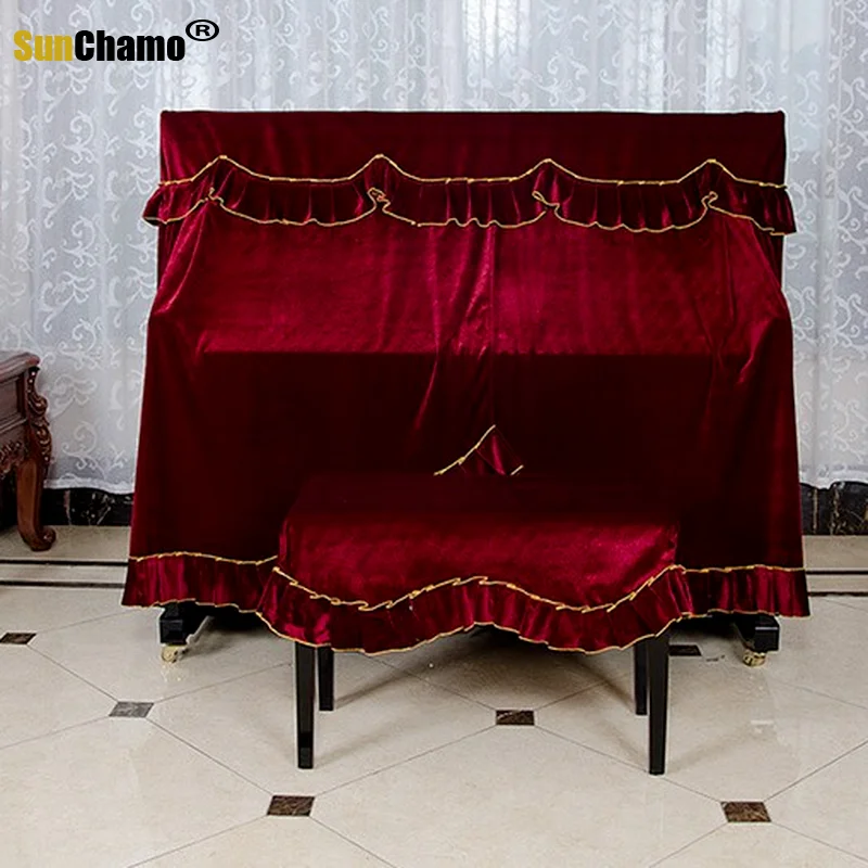 1PC Pleuche High Quality Velvet Piano Cover Classical Style Upright Piano Dust Cover without Stool KQ 008