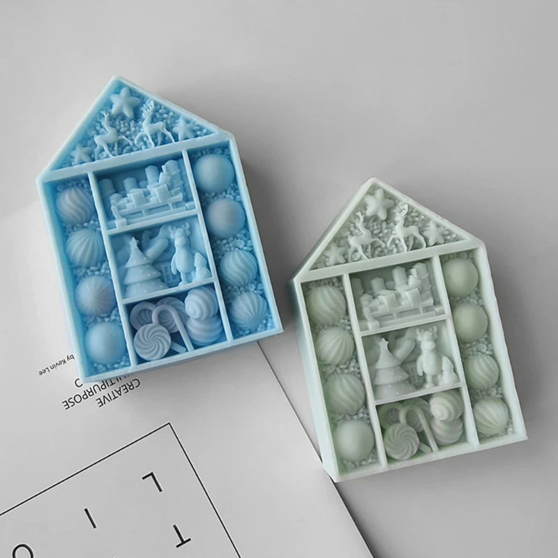 3D Silicone Soap Molds Silicone Mold DIY Epoxy Resin Mould Christmas Balls House Mold for DIY Crafts