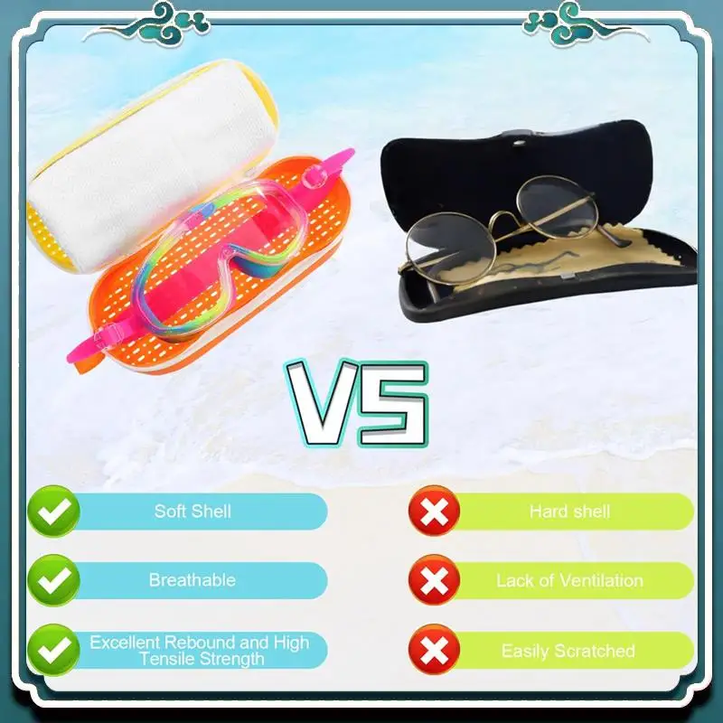 

Надежный чехол для очков для плавания, 2 шт., силиконовые защитные чехлы с сливным отверстием, чехол для солнцезащитных очков на молнии