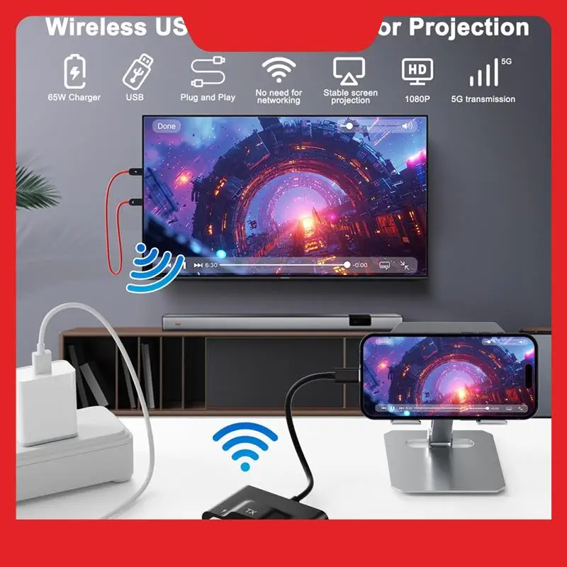 Wireless -Compatible Transmitter And Receiver,USB C Wireless -Compatible,Streaming Video Audio To TV/Monitor