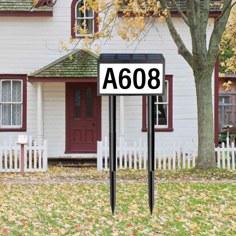 House Number Led Solar Lamp Waterproof Door Address Digits Plate Plaque Mailbox Solar Wall Lamp Lawn Lamp House Number Light