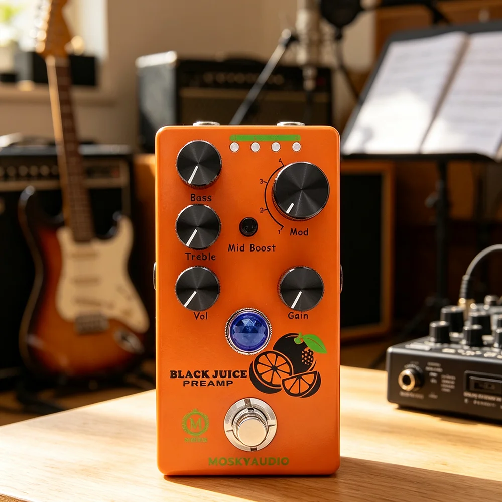 Mosky audio Black Juice Preamp Guitar Bass Effect Pedal Preamp Overdrive Four Models With True Bypass