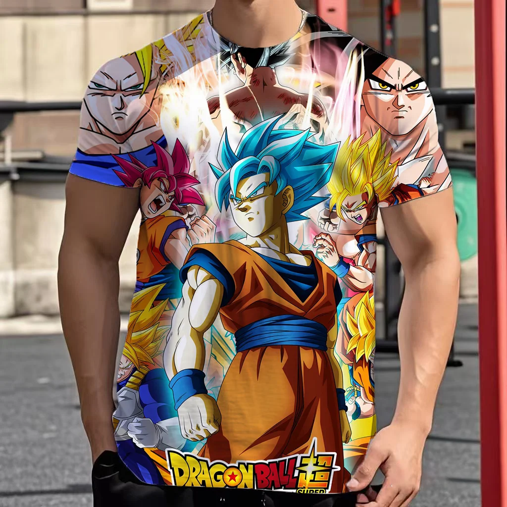 

2025 New Fashion Dragon Ball 3D T-shirt Summer Short Sleeve O-Neck Goku Vegeta Men's Casual Shirt Boys'