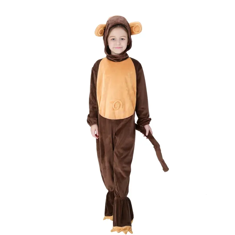 

Kids Halloween Monkey Costume Brown Child Stage Performance Animal Jumpsuits