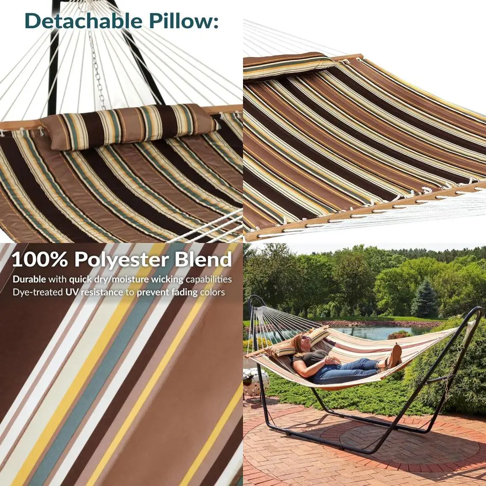 

Quilted Outdoor Double Hammock with Spreader Bars - 450-Pound Capacity for Sandy Beach