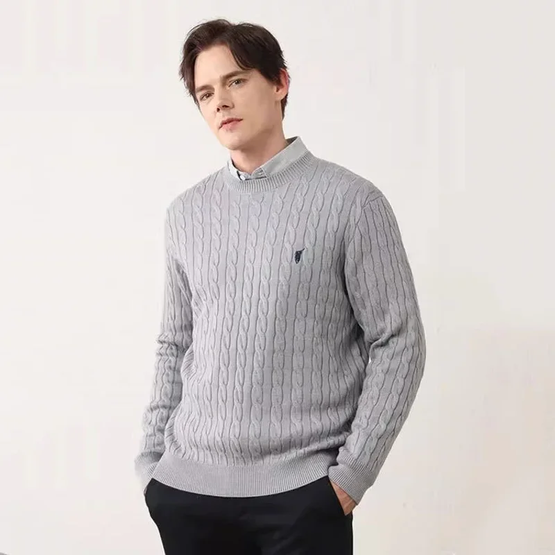 Winter New Embroidered Knitted Sweater Men's And Women's Fashion Warm Hooded Wool Sweater Round Neck Long Sleeve Top