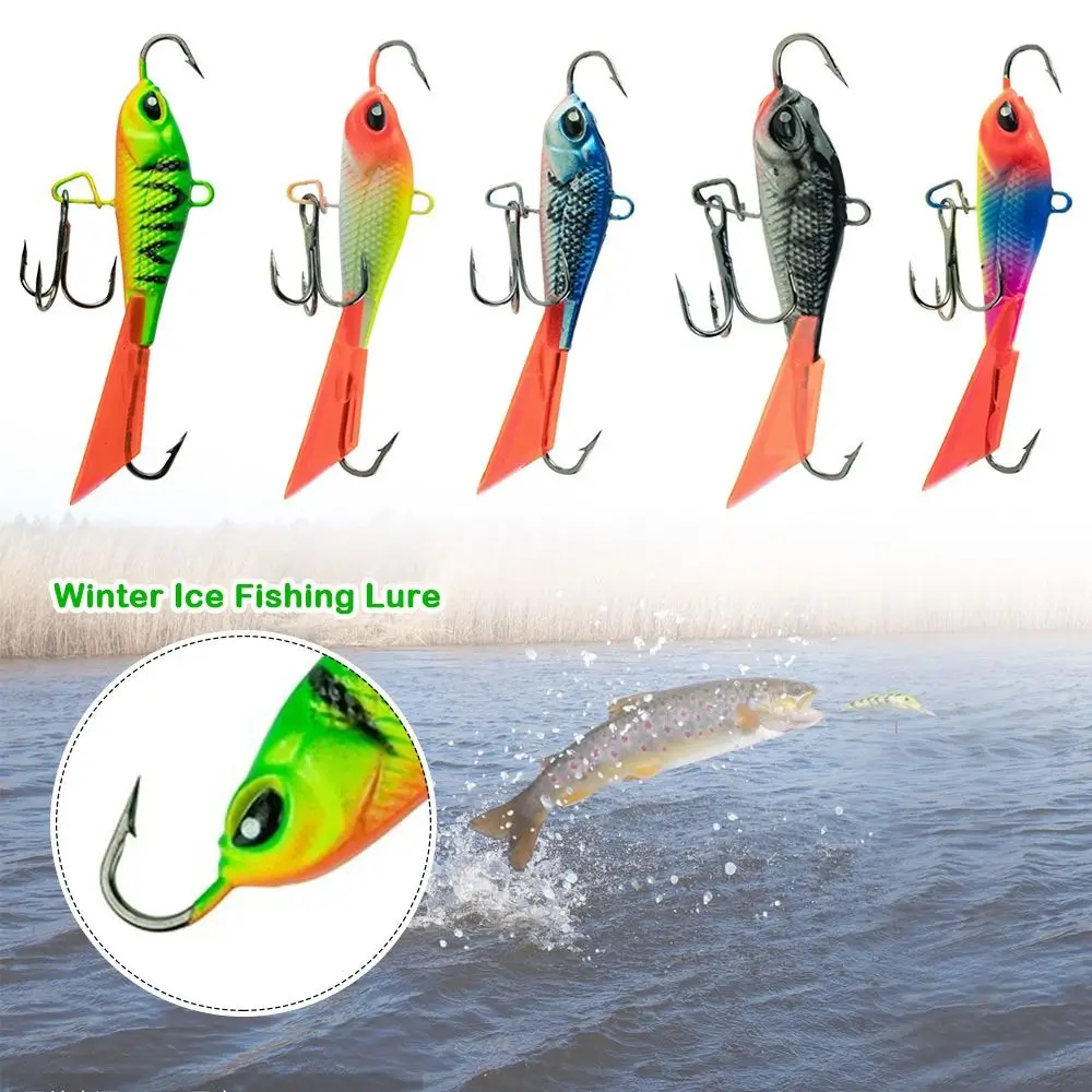 5pcs Diamond 65mm/14.7g Winter Ice Fishing Lure AD-Sharp Artificial Spoon Metal Lures 5 styles Jigging Ice Fishing Lure