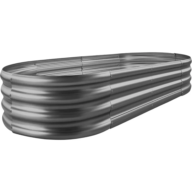 Galvanized Planter Raised Garden Boxes Outdoor, Oval Large Metal Raised Garden Beds