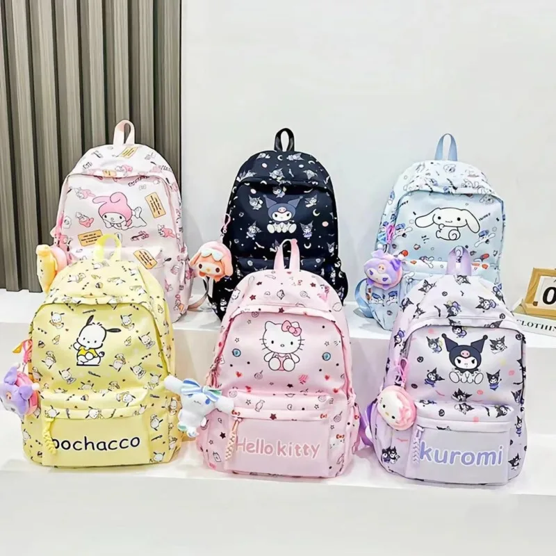 

MINISO Sanrio Cute Backpacks Kuromi Hello Kitty Student Backpack Cartoon Anime School Bag Girl Casual Travel Commute Knapsack