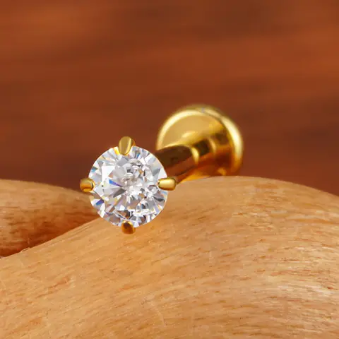 राइट ग्रैंड ASTM F136 टाइटेनियम 18G/16G थ्रेडलेस पुश पिन लैब्रेट स्टड CZ कार्टिलेज इयररिंग हेलिक्स ट्रागस नोज़ स्टड पियर्सिंग 10 best sales छेदन में धक्का - №3