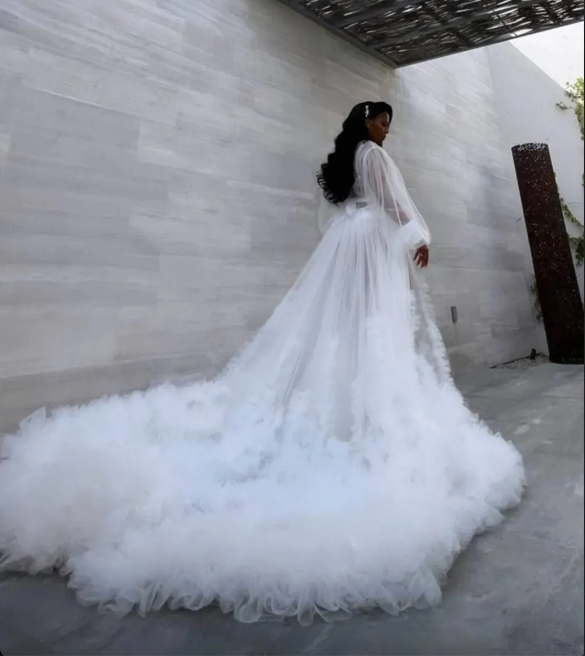 White Bridal Robe Maternity Dresses Women Long Tulle Bathrobe Dress Photo Shoot Birthday Bride Wed Fluffy Party Sleepwear