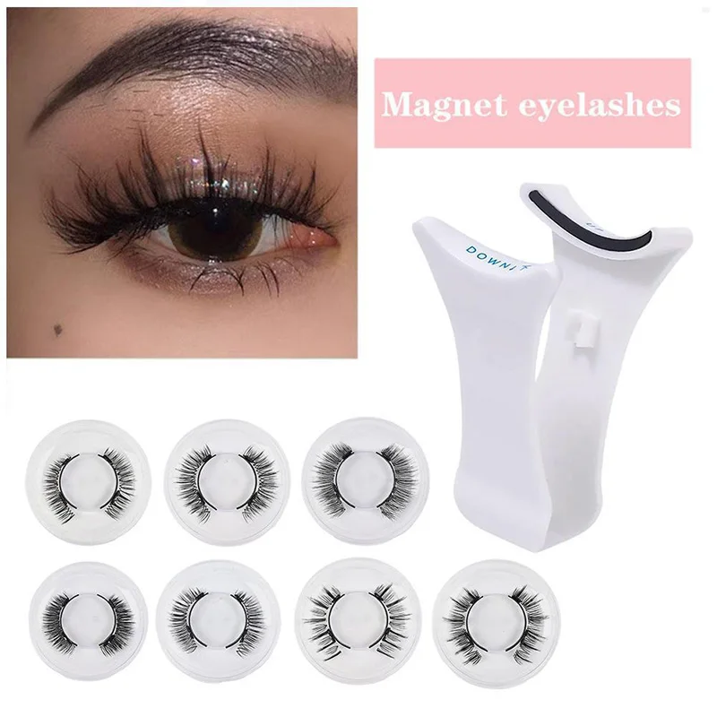 1pair Magnetic Eyelashes Handmade 3D Natural Magnetic False Eyelashes Reusable Magnetic Eyelashes Tweezers Set 2024 New