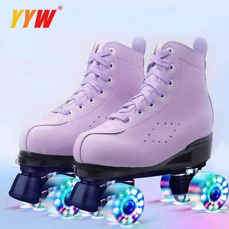 Roller Skate Shoes 4 Wheels Flash Skates Rink Adult Kid Double Row Roller Shoes Professional Skating Sliding Sneakers Rollers