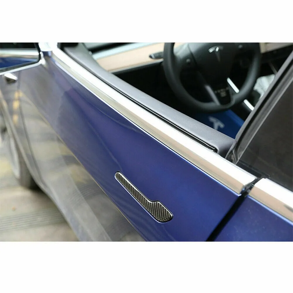

Cover Trim Car Door Handle Cover Trim Waterproof 4Pcs Carbon Fiber Decor Door Side Handle Non-Slip Overlay Cover