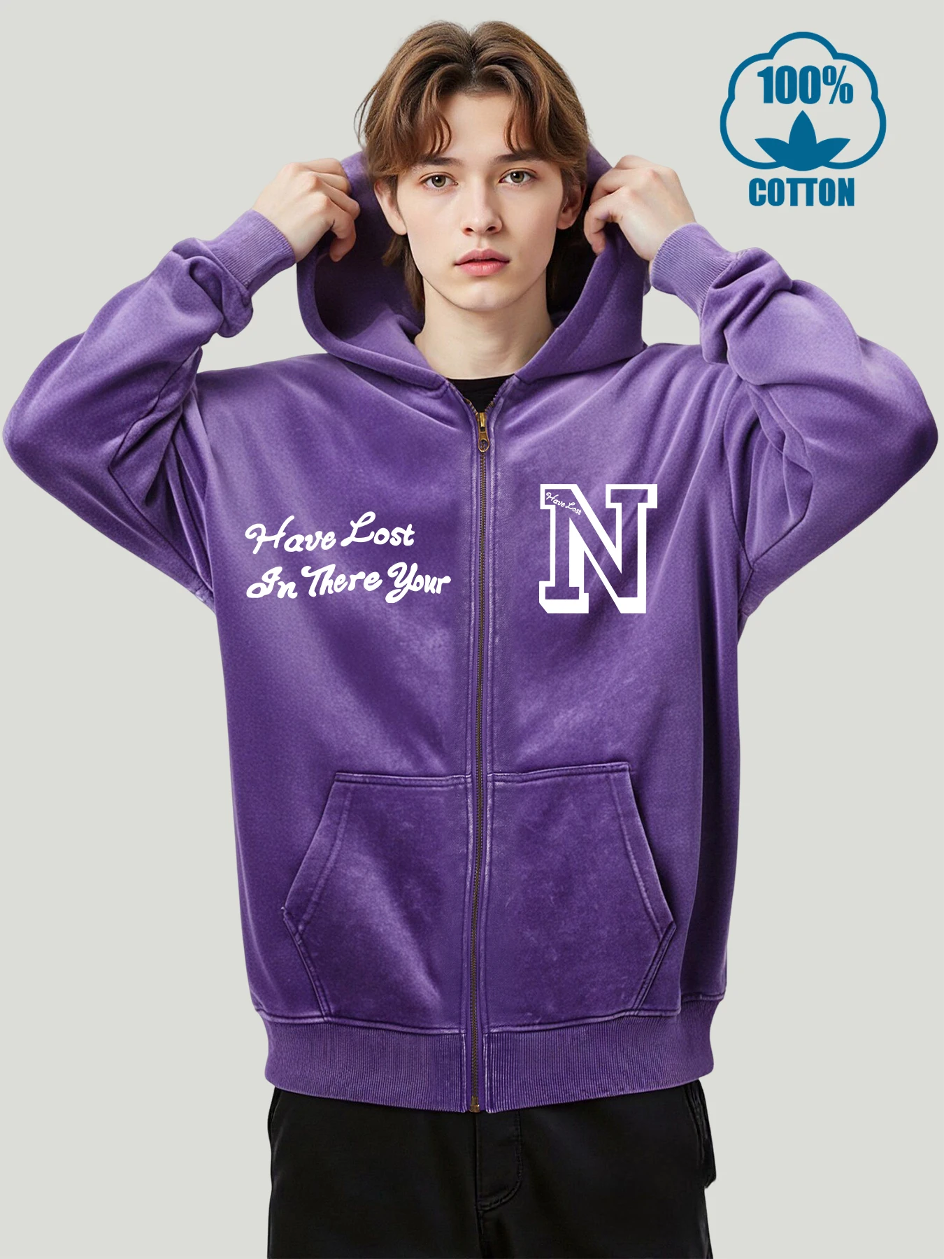 

What Did You Lose In New York Mens Washed Zipper Hoodies Retro Casual Hoody Cotton Loose Clothes Unisex Autumn Fashion Coat