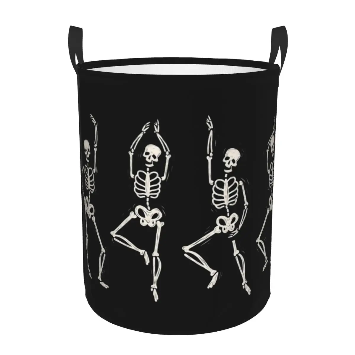 Custom Happy Halloween Dancing Skeletons Laundry Basket Collapsible Clothes Hamper for Baby Kids Toys Storage Bag