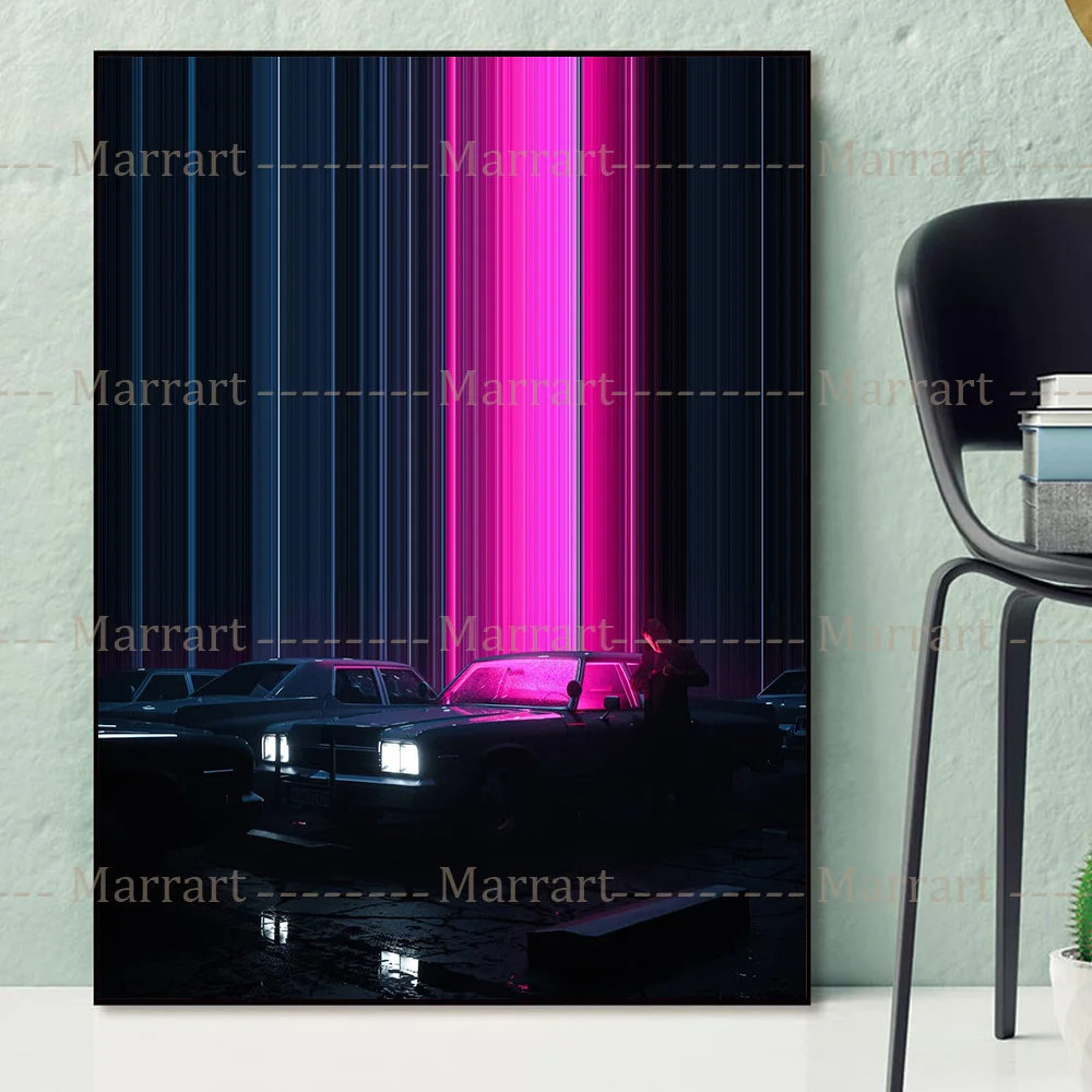 Gas Station,Amusement Park,Car Time-Lapse Photography Art Poster Print Home Decor Surreal Fantasy Photo Wall Art Painting Print