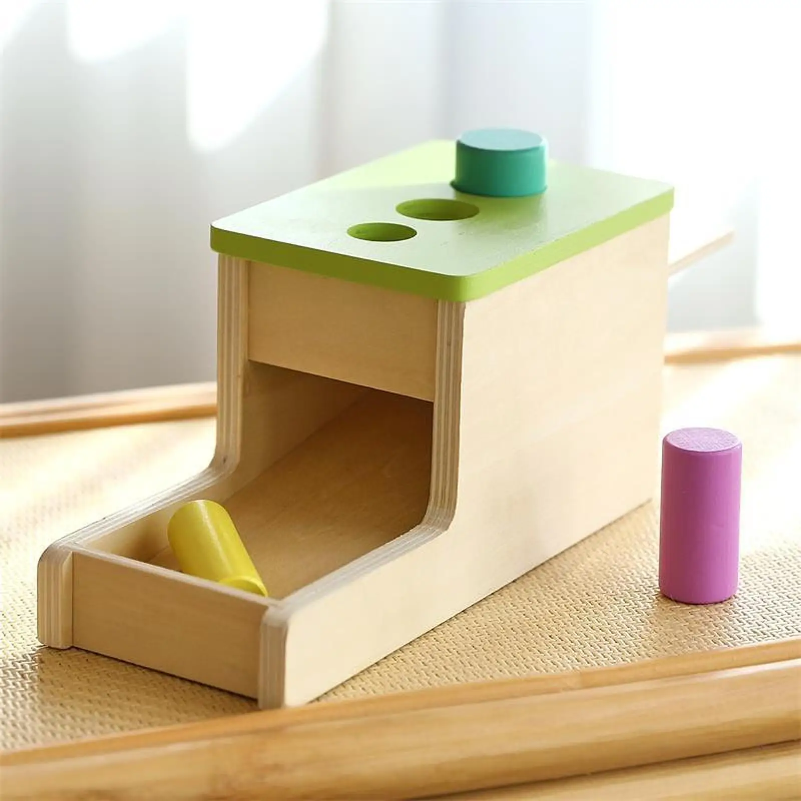 

Object Permanence Box with Tray Wooden Drop Toy Gift Early Educational Developmental Toy Montessori Toy for 1 2 3 Years Old