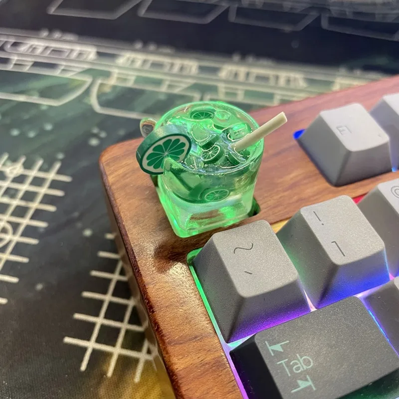 

Personalized translucent lemon tea keycap mechanical keyboard cherry cross axis cute fruit computer button accessories