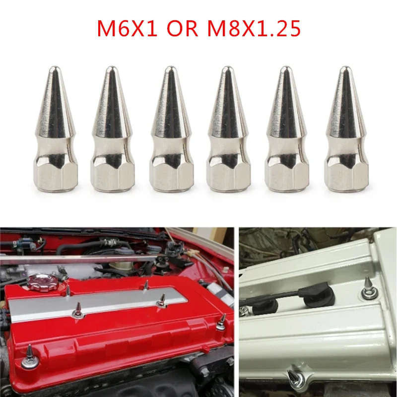 

JDM Style M6X1.0/M8X1.25 Chrome Spikes Bolt Spiked Valve Cover Engine Bay Dress Up Washer Kit For Honda Engine For Civic Engine