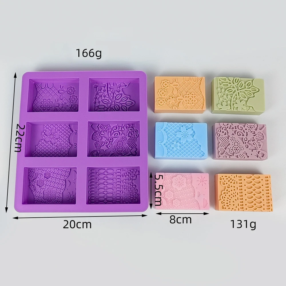 Rectangle Lace Pattern Silicone Soap Mold Flower Pattern Soap Mold DIY Handmade Dessert Cake Aromatherapy Candle Making Mould