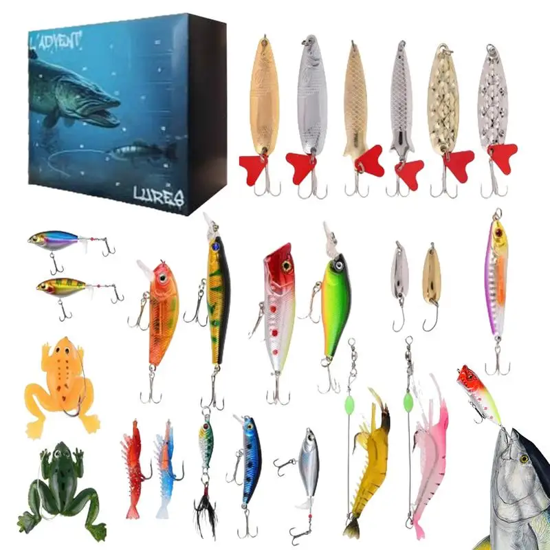 24 Days Christmas Advent Calendar 2024 Fishing Christmas Countdown Calendar Fish Bait Christmas Calendar For Christmas Gifts