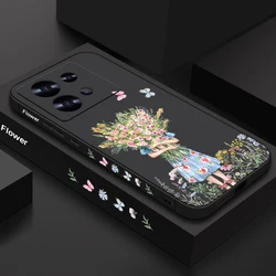 Luxury Girl Flower Lanyard Case For Xiaomi Redmi Note 13 12 11 10 Pro 4G 11s Poco F6 X6 X5 Mi 11 Lite 5G NE 11T 13 Pro Funda