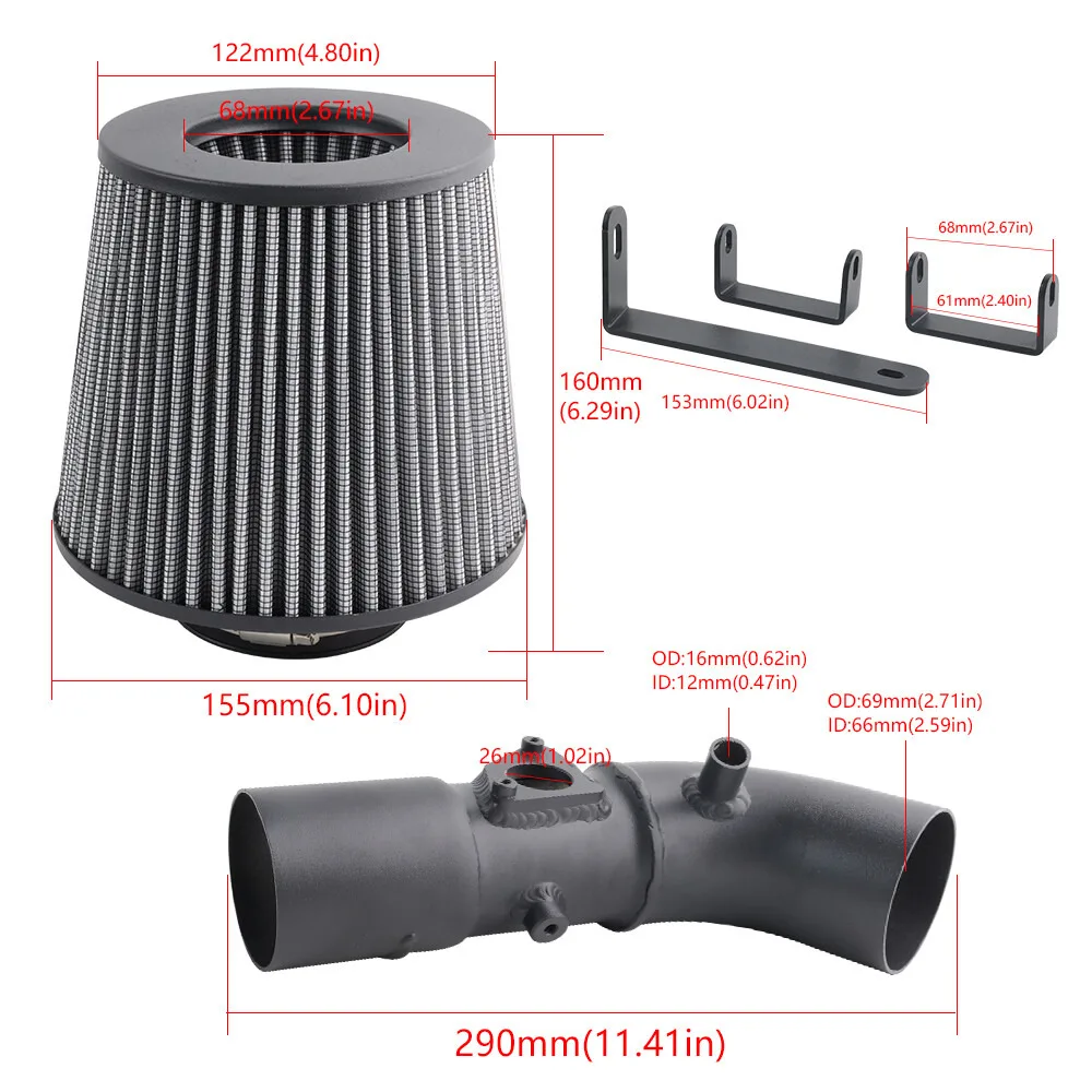 High Flow Performance Cold Air Intake Kit For Toyota Corolla 09‑17 Scion iM Corolla iM 2016‑2017 1.8L DOHC