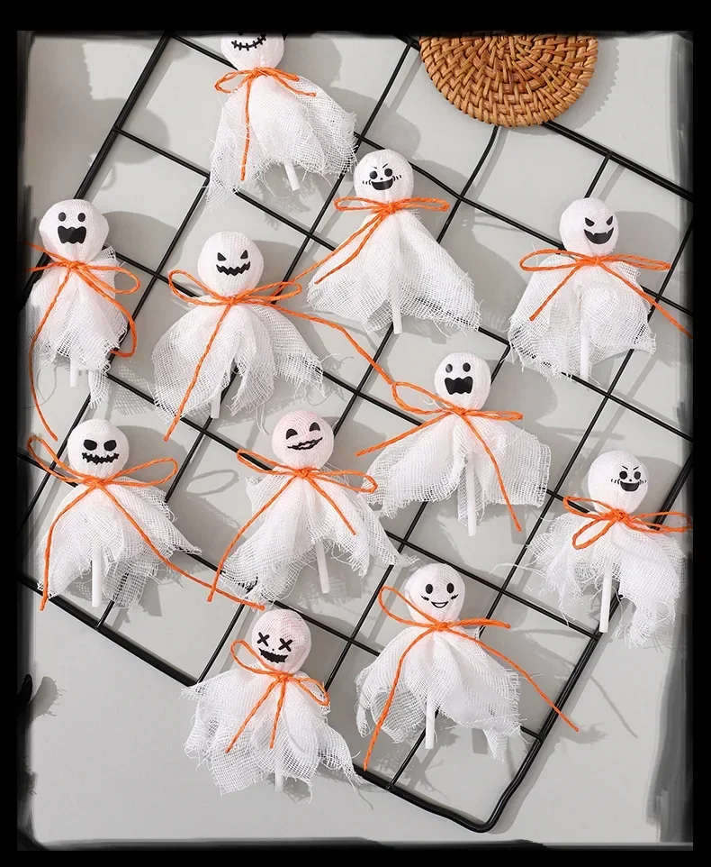 12-120 Stück Halloween DIY Lollipop Dekorations-Set Geister-„Trick or Treat“-Bonbonverpackung Stoff-Aufkleber-Set Party-Zubehör Bastelmaterialien – Detail 6