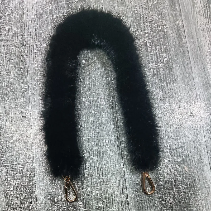 Genuine Mink Fur Bag Strap Replacement Winter Warm Knitted Real Mink Fur Handbag Shoulder Straps Bag Accessories Shoulder Belt