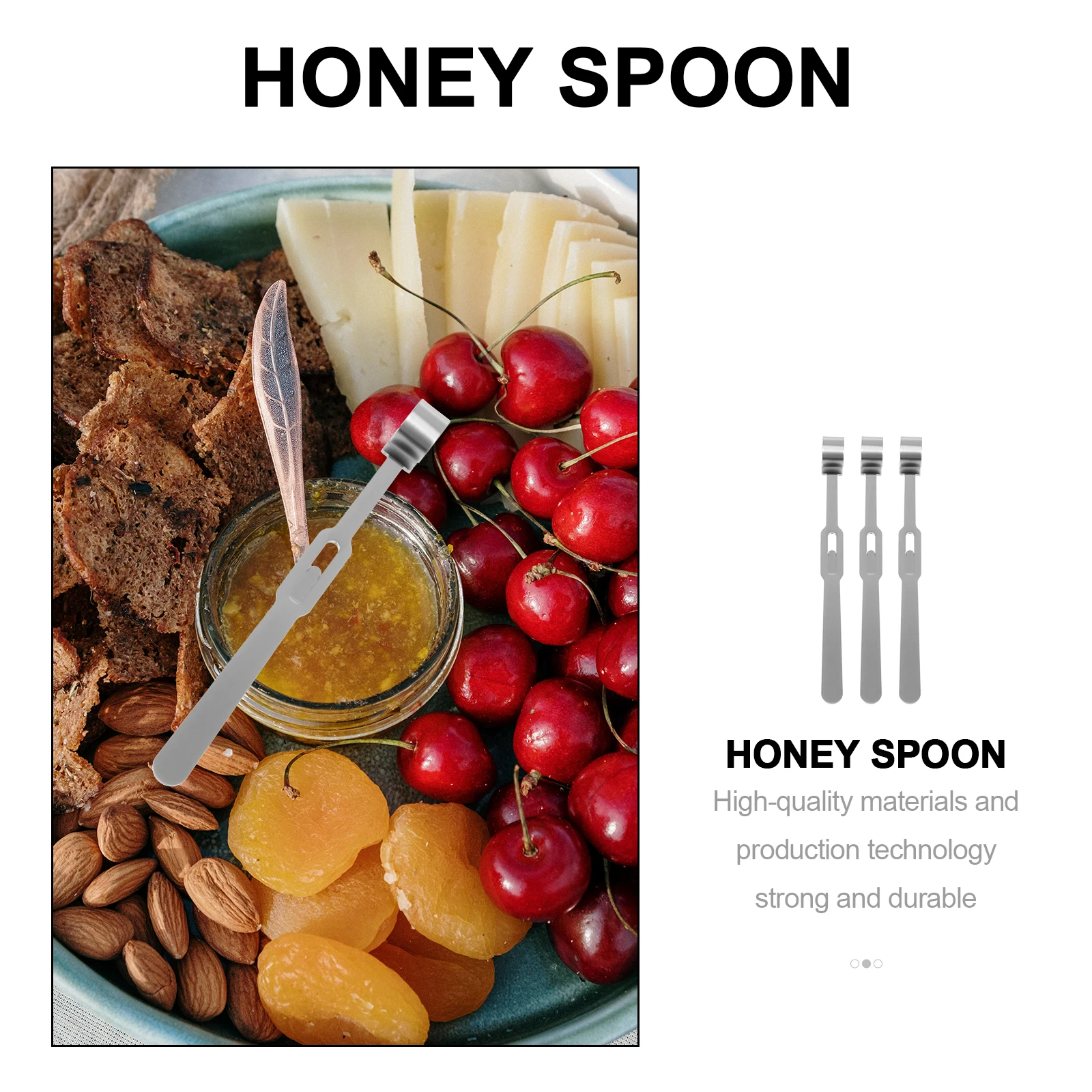 

3pcs Stainless Steel Honey Dipper Wands Honey Stirring Sticks For Jam Syrup Molasses Household Kitchenware Housewarming Gift