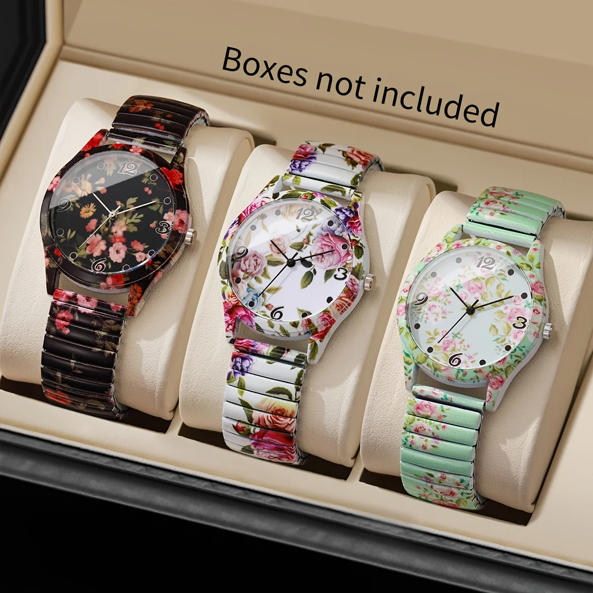 3pcs/1pc Fashionable Popular Women's Watch Set, Elegant Elastic Band Printed Quartz Watch