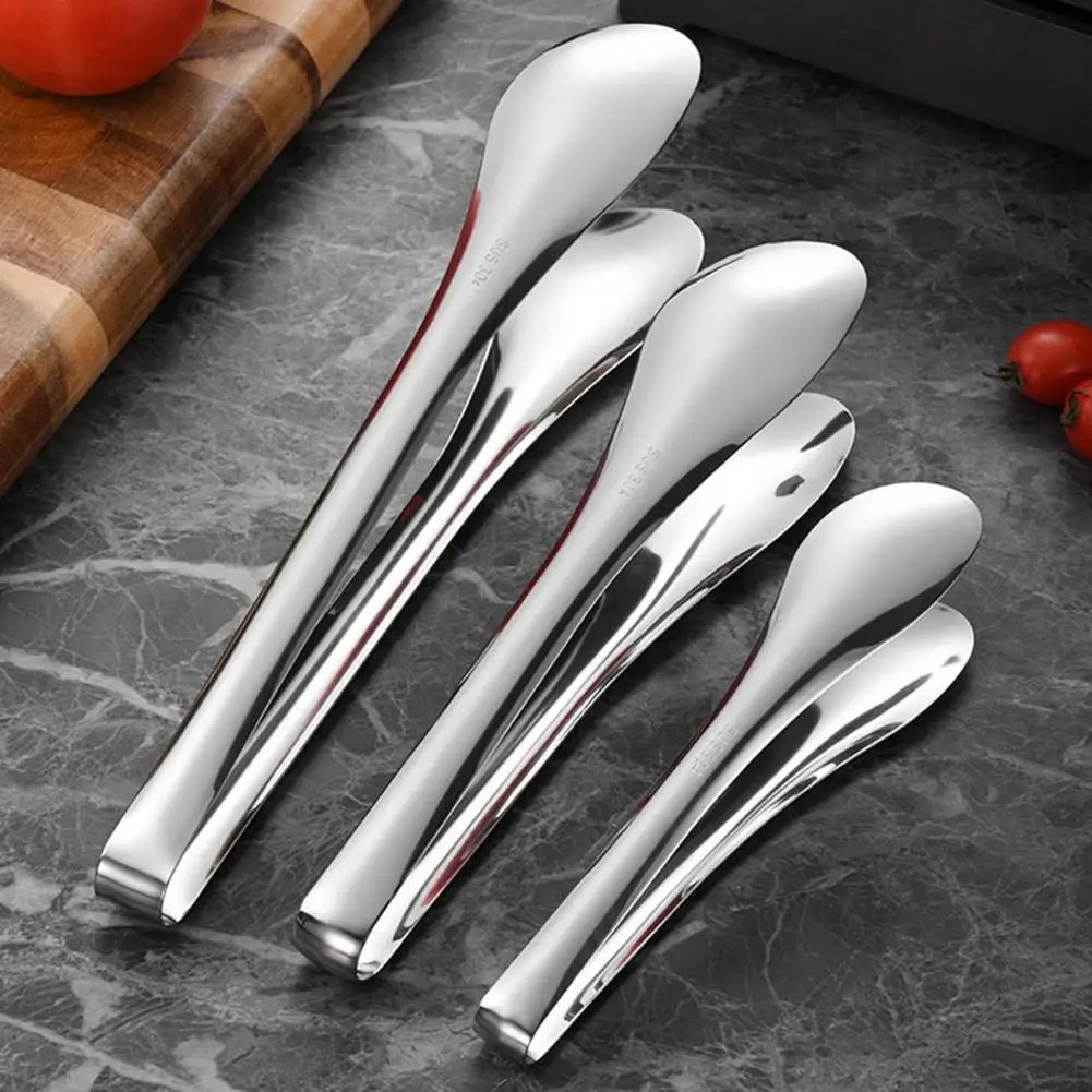 Edge Tongs Stainless Steel Food Serving Tongs Non-slip Ergonomic Kitchen Utensils Rust-resistant Bbq Grill for Elderly