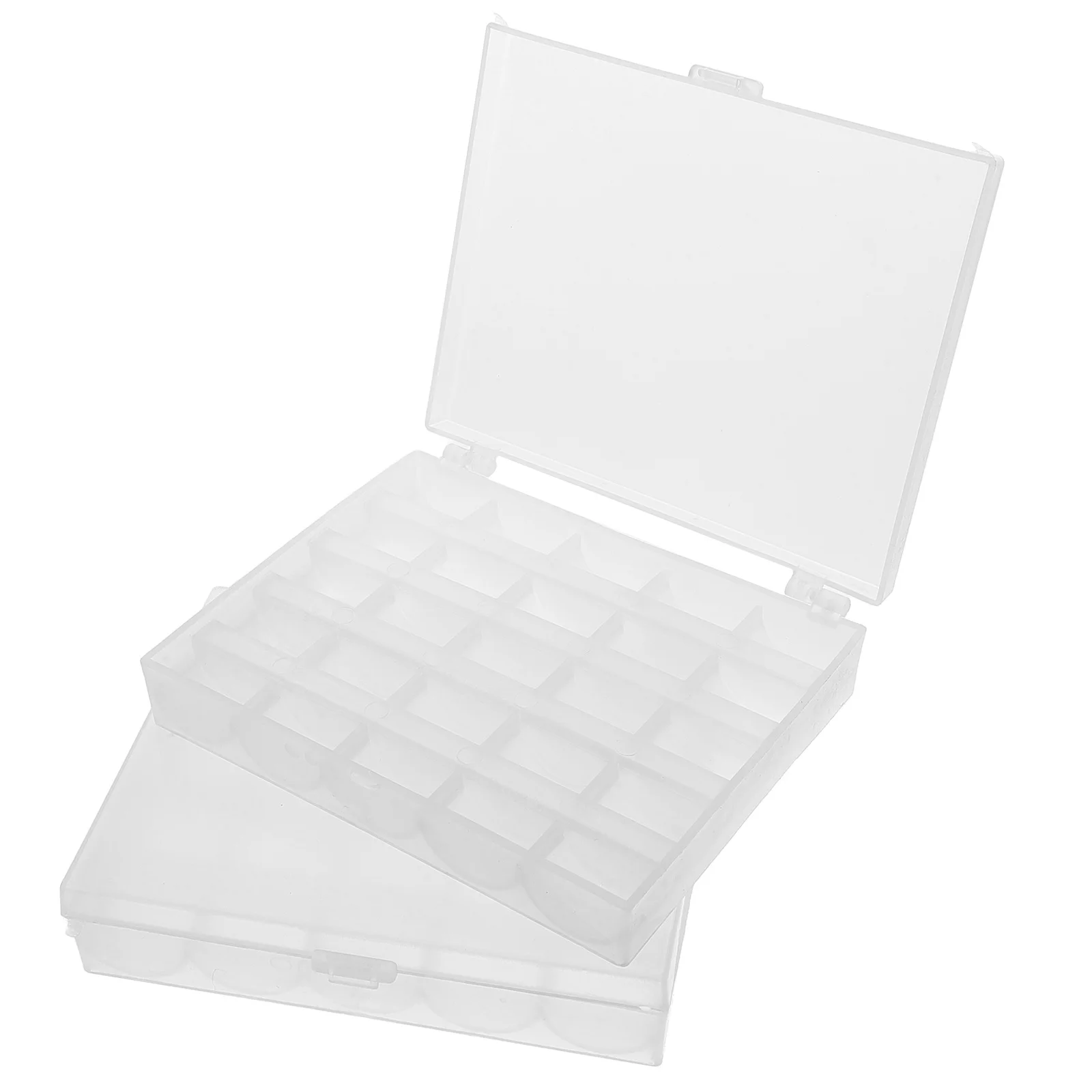 2 قطعة علبة بكرة بلاستيكية شفافة منظم لملحقات ماكينة الخياطة حلول التخزين الحرفية آلة رف بكرة صندوق فارغ