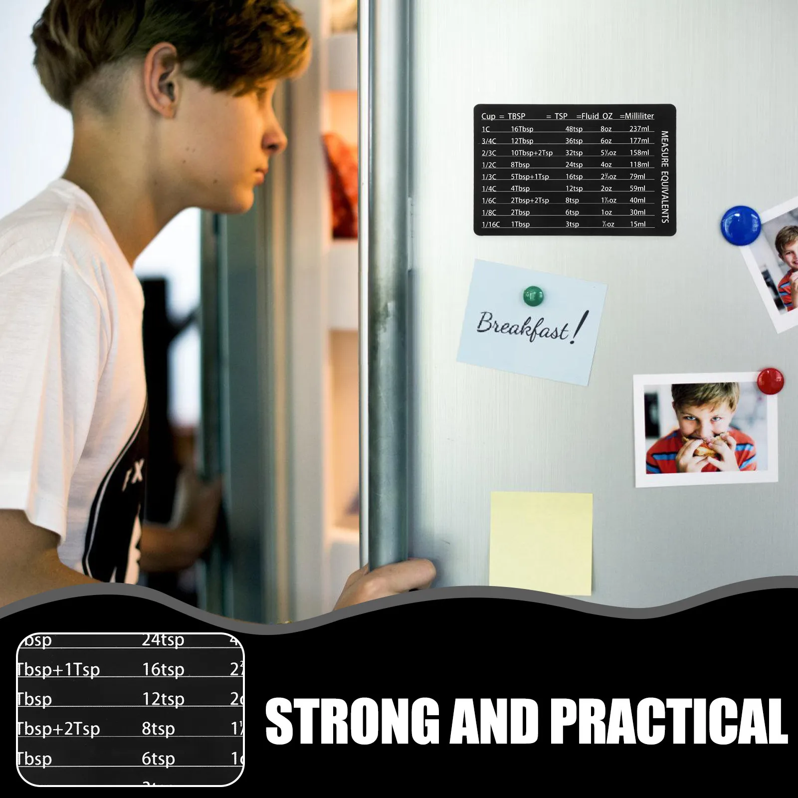 Magnetic Kitchen Conversion Chart Wear Resistant PVC Refrigerator Magnet Cooking Baking Measurement Conversion Chart