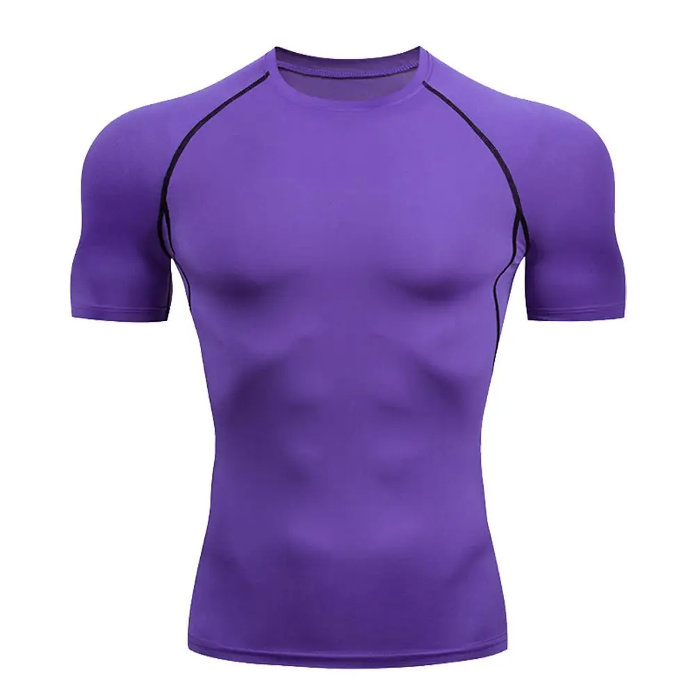 Short Sleeve T Shirt Men Gym Fitness Dry Fit Shirts Men Training Workout Compression Shirt Rashguard Boxing Shirts Sport Top Men