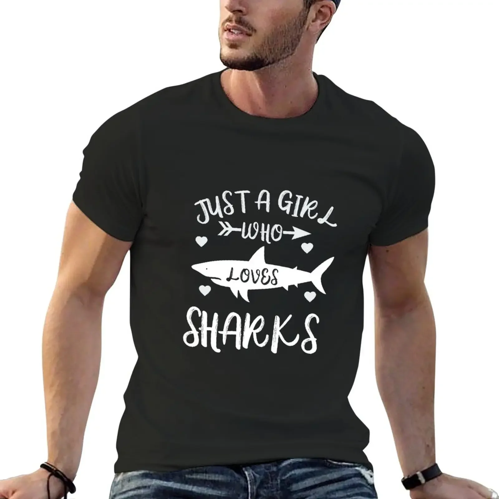 

Футболка Just A Girl Who Loves Sharks для мальчика, рубашка с животным принтом для мальчиков, мужские футболки с рисунком в стиле хип-хоп